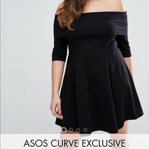 NWT: ASOS Curve off shoulder mini skater dress